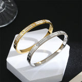 316L Stainless Steel Zircon Charm Bangle Bracelet For Women