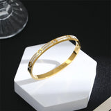 316L Stainless Steel Zircon Charm Bangle Bracelet For Women