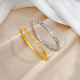 316L SS Zircon Charm Chain Bangle Bracelet