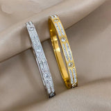 316L Stainless Steel Zircon Charm Bangle Bracelet For Women