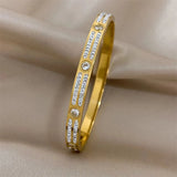 316L Stainless Steel Zircon Charm Bangle Bracelet For Women
