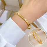316L SS Zircon Charm Chain Bangle Bracelet