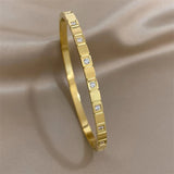 316L SS Zircon Charm Chain Bangle Bracelet