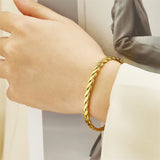 316L Stainless Steel Weaving Charm Chain Bracelet for Women