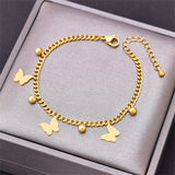 316L Stainless Steel Welding 3 Butterflies Charm Chain Bracelets