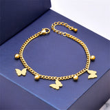 316L Stainless Steel Welding 3 Butterflies Charm Chain Bracelets
