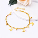 316L Stainless Steel Welding 3 Butterflies Charm Chain Bracelets