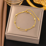 316L Stainless Steel Minimalist Charm Choker Necklace Bracelet Set