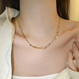 316L Stainless Steel Minimalist Charm Choker Necklace Bracelet Set