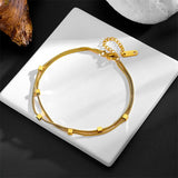 316L Stainless Steel Minimalist Charm Choker Necklace Bracelet Set