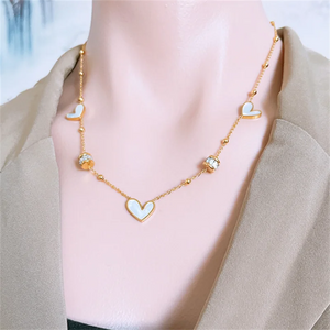 316L Stainless Steel Seashell Heart Charm Choker Necklace Pendant
