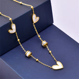 316L Stainless Steel Seashell Heart Charm Choker Necklace Pendant