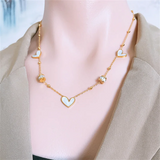 316L Stainless Steel Seashell Heart Charm Choker Necklace Pendant