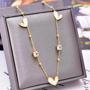 316L Stainless Steel Seashell Heart Charm Choker Necklace Pendant