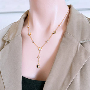 Butterfly Charm Choker Necklace - Natural Shells Zircon Pendant