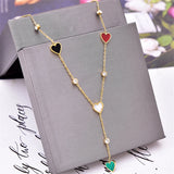 Butterfly Charm Choker Necklace - Natural Shells Zircon Pendant