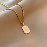 316L Stainless Steel Square Tag Choker Necklace for Women