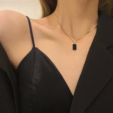 316L Stainless Steel Square Tag Choker Necklace for Women