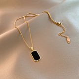 316L Stainless Steel Square Tag Choker Necklace for Women