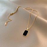 316L Stainless Steel Square Tag Choker Necklace for Women