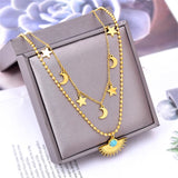 316L Stainless Steel Moon Star Charm Choker Set