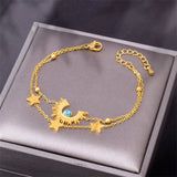 316L Stainless Steel Moon Star Charm Choker Set