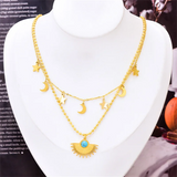316L Stainless Steel Moon Star Charm Choker Set