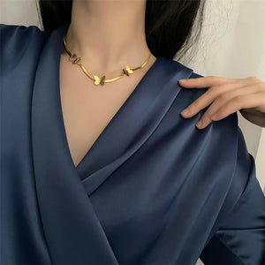 Stainless Steel Butterfly Charm Chain Necklace for Women