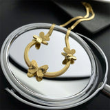 Stainless Steel Butterfly Charm Chain Necklace for Women