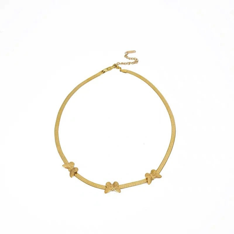 Stainless Steel Butterfly Charm Chain Necklace for Women