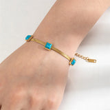 316L Stainless Steel Square Pendant Necklace and Bracelet Set