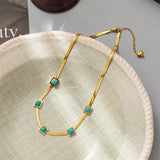 316L Stainless Steel Square Pendant Necklace and Bracelet Set