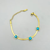 316L Stainless Steel Square Pendant Necklace and Bracelet Set