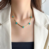 316L Stainless Steel Square Pendant Necklace and Bracelet Set