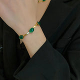 316L Stainless Steel Green Zircon Choker Necklace Bracelet Set