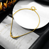 316L SS Gradual Zircon Bead Charm Snake Chain Choker Necklace