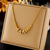316L SS Gradual Zircon Bead Charm Snake Chain Choker Necklace