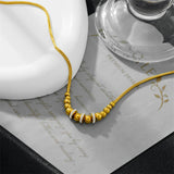 316L SS Gradual Zircon Bead Charm Snake Chain Choker Necklace