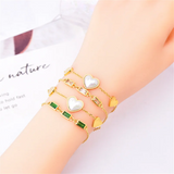 316L Stainless Steel Heart Pearl Tassel Charm Chain Choker Necklace