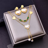 316L Stainless Steel Heart Pearl Tassel Charm Chain Choker Necklace