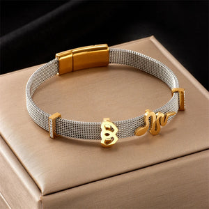 316L Stainless Steel Zircon Heart Snake Charm Chain Bracelet