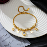 316L Stainless Steel Zircon Roman Numerals Charm Bracelet
