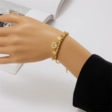 316L Stainless Steel Zircon Roman Numerals Charm Bracelet