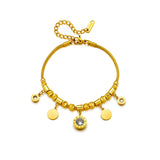 316L Stainless Steel Zircon Roman Numerals Charm Bracelet