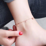 316L SS Zircon Stars Moon Charm Chain Anklet Women Tobillera Cheville