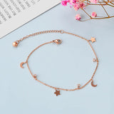 316L SS Zircon Stars Moon Charm Chain Anklet Women Tobillera Cheville