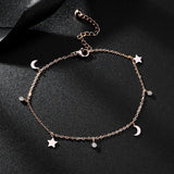 316L SS Zircon Stars Moon Charm Chain Anklet Women Tobillera Cheville