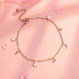 316L SS Zircon Stars Moon Charm Chain Anklet Women Tobillera Cheville