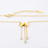 316L Stainless Steel Butterfly Charm Anklet with Zircon Tassels