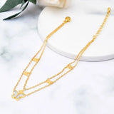 316L Stainless Steel 2 Layer Natural Shells Butterfly Charm Anklet